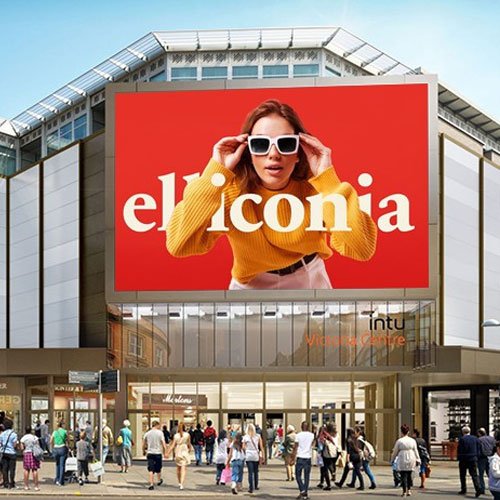 An outdoor LED display on display at the shopping mall