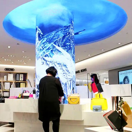Clothing store cylindrical flexible LED display