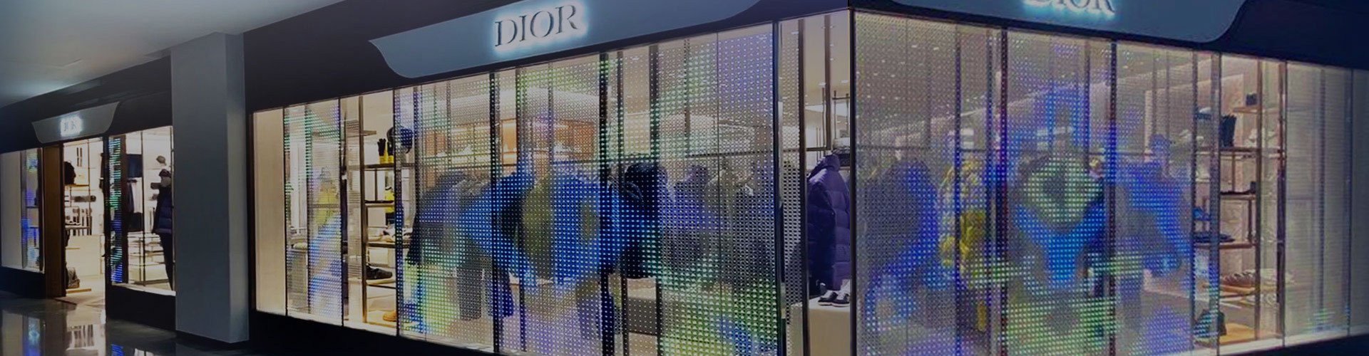 Dior store LED transparent screen display effect