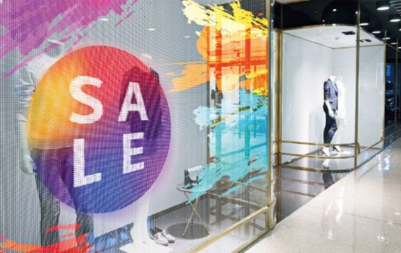 flexible crystal film screens installed in shopping malls