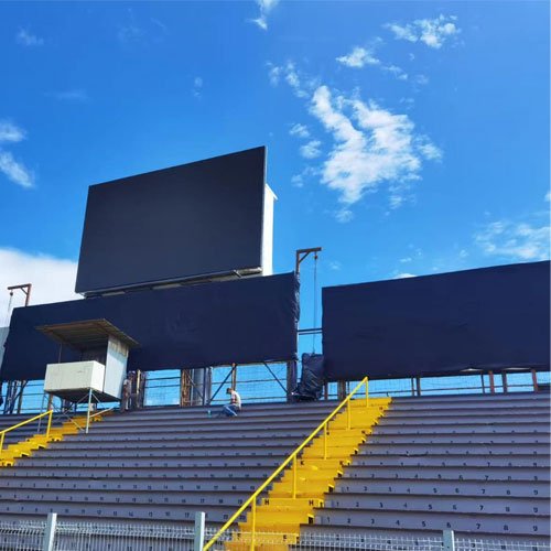 Outdoor LED displays are being installed at the stadium