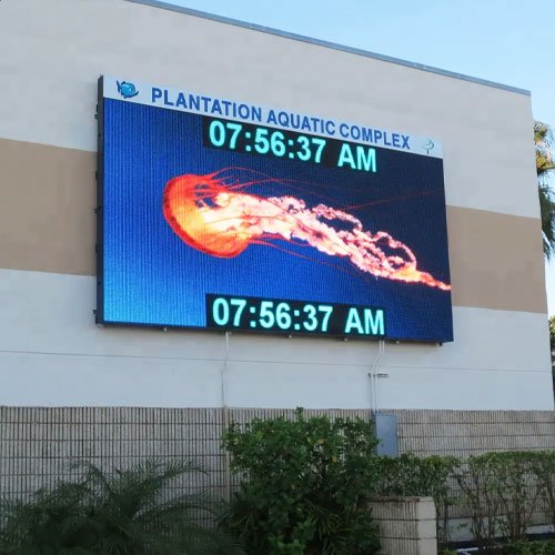 Outdoor P8 LED display mounted on the wall