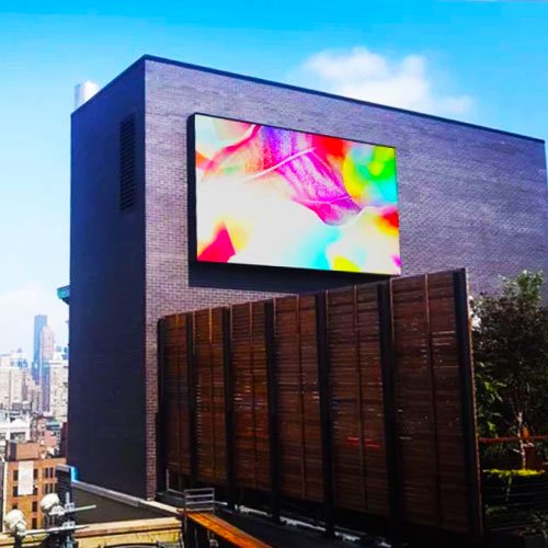 P10 Outdoor LED display mounted on the side of the building