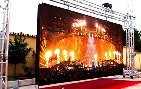 Rental outdoor LED display is playing the concert picture