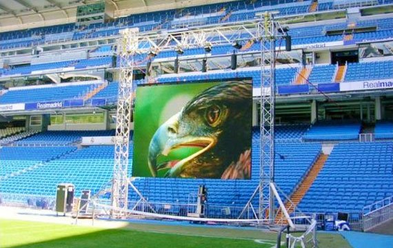 The stadium is testing the installation of rental outdoor LED displays
