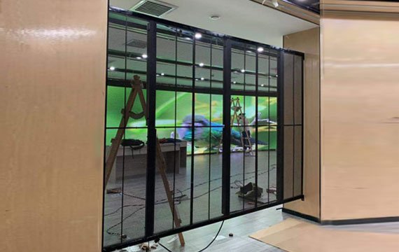 Transparent LED display cabinet installation