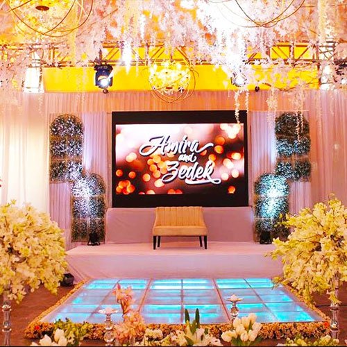 indoor wedding LED display case