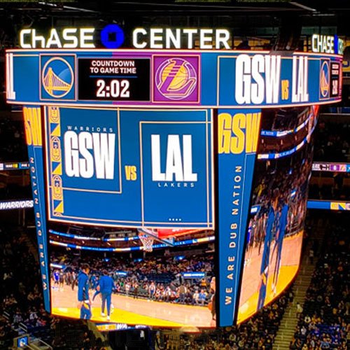 Basketball court hanging mounted HD display