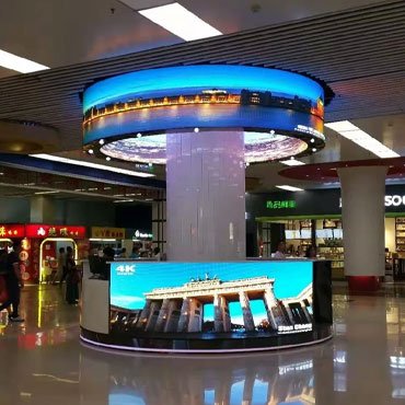 Flexible LED display installed inside the mall