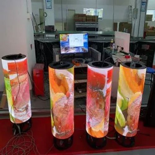 Flexible LED panel display being tested