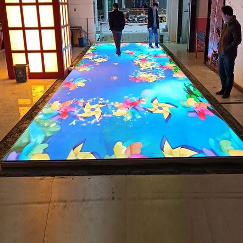 Interactive LED floor tiles used in the restaurant