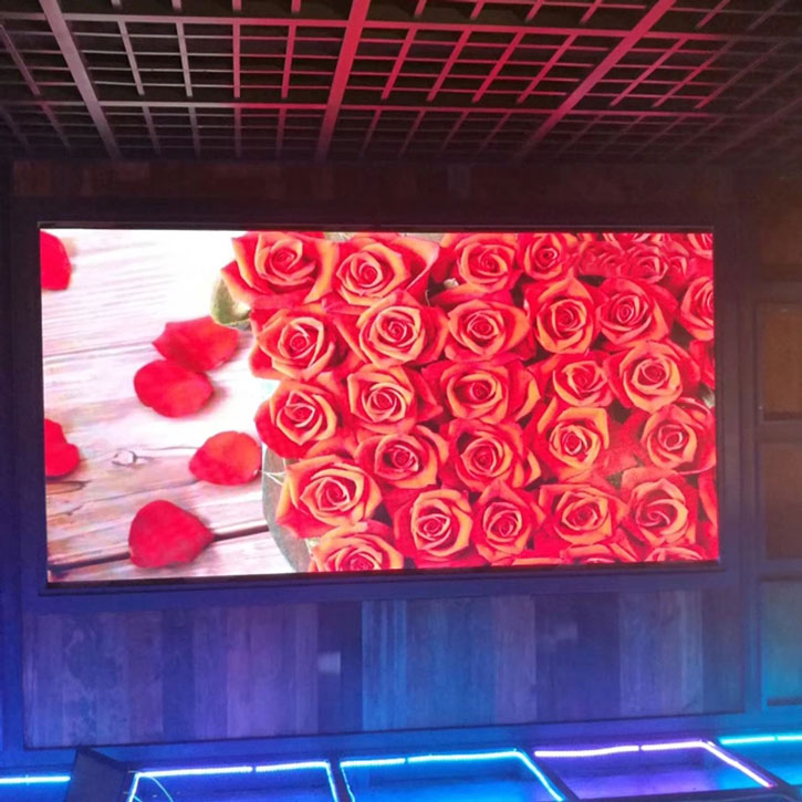 The HD LED Video Wall Installed Indoors Plays The Rose Video