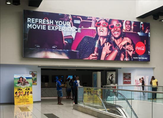 An Indoor Led Display On The Wall Of The Mall Shows Advertising