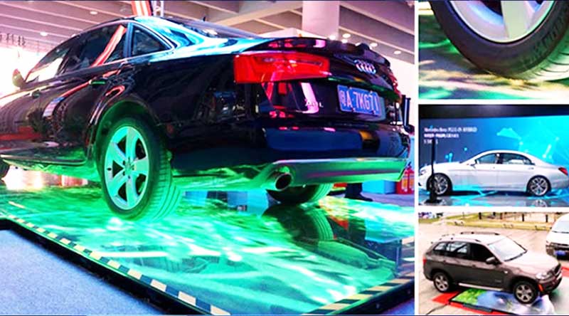 LED Floor Tile Screen Car Rolling Test