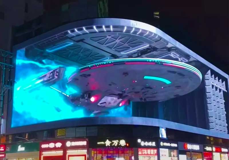 A 3D LED Display Shows A Spacecraft In Chengdu