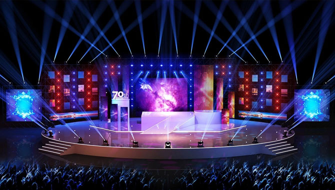 Panoramic Overview Of Stage Rental Display