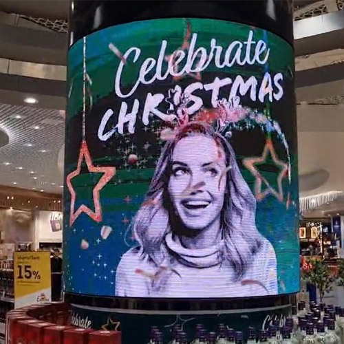 Led Cylindrical Screen Promoting Christmas