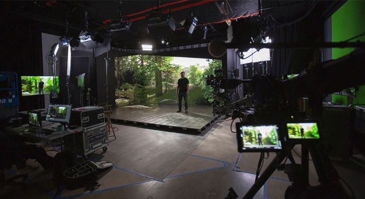 LED Virtual Studio Simulated Forest Shoot