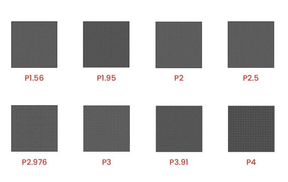 Modules avec différents pas de pixels dans les écrans LED des discothèques