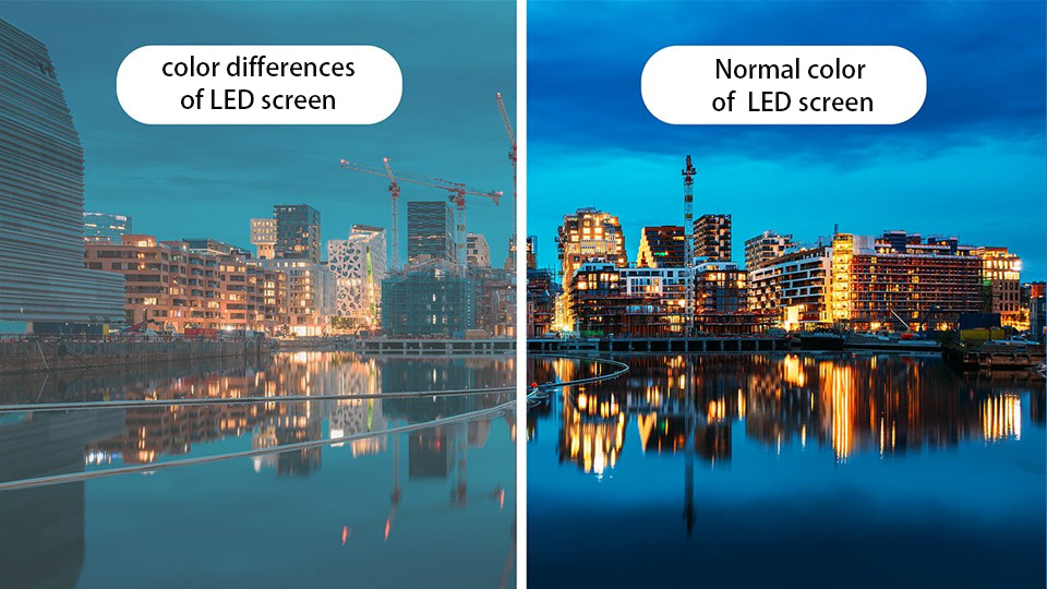 Comparación de imágenes de pantallas LED calentándose