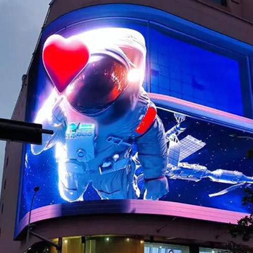 Outdoor de LED 3D com display de conteúdo aeroespacial