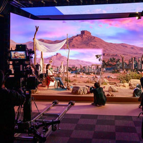 Videowall LED a passo fine in uno studio di produzione cinematografica