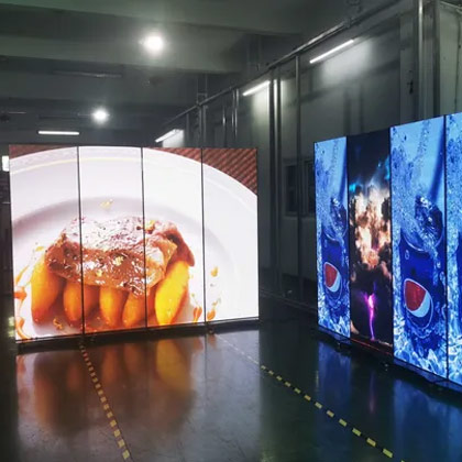 바닥형 LED 스크린 음식 포스터 일러스트