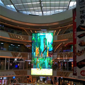 Riesiger transparenter LED-Innenbildschirm im Einkaufszentrum