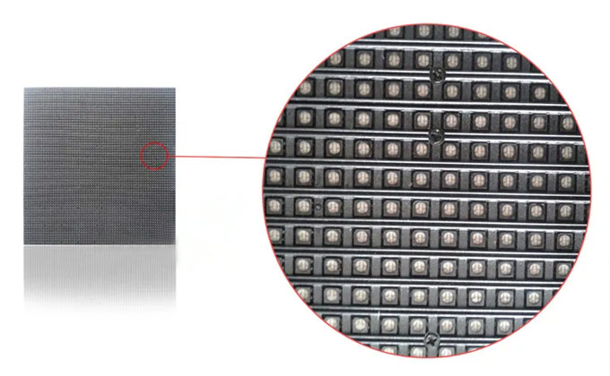 Distância entre pixels dos módulos LED internos