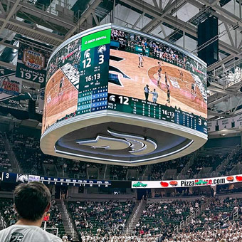 Arena Scoreboard Of Custom Center Mounted Scoreboard