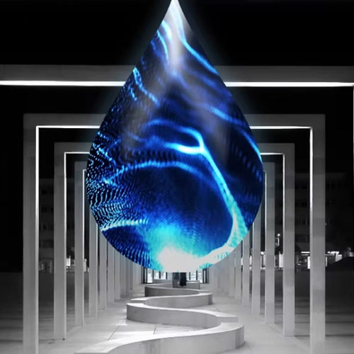 Kegelförmiger LED-Bildschirm in Wassertropfenform