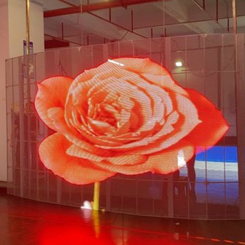 Vitrina LED transparente curvada Mostrar