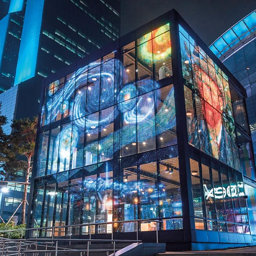 Pantalla LED transparente curvada para exhibición de edificios