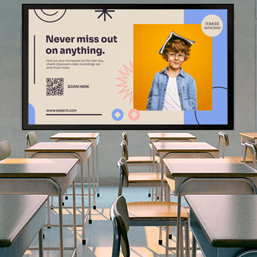 Exposição de casos de sala de aula com display LED educacional