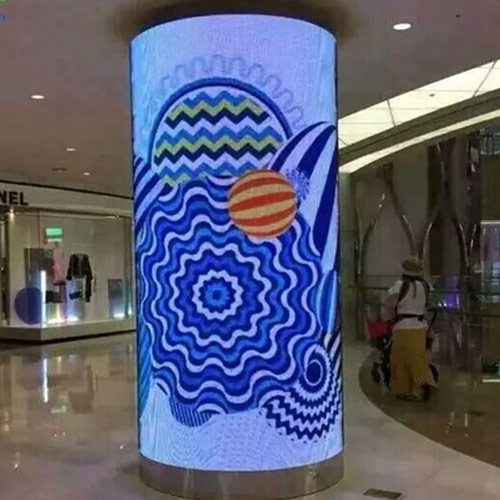 Muestra de caja cilíndrica de cartelera LED flexible