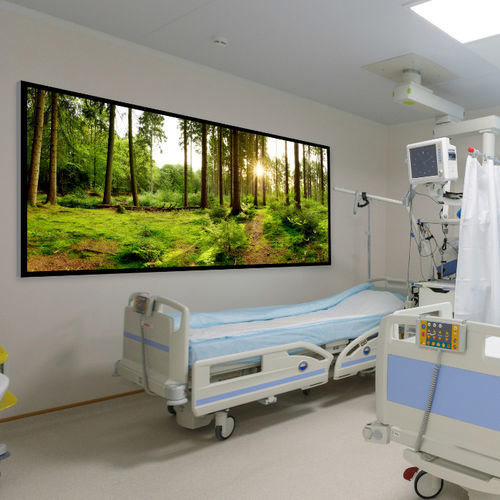 Exposição de vitrines para salas de cirurgia com display LED para hospitais