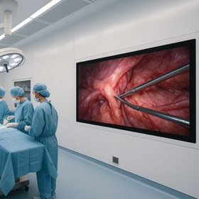Visores LED hospitalares em sala de cirurgia