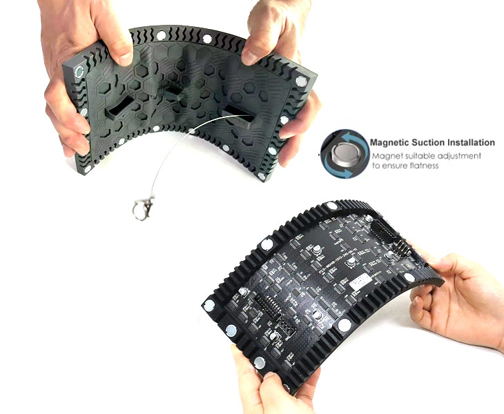 Diseño de fijación magnética para cartelera LED flexible