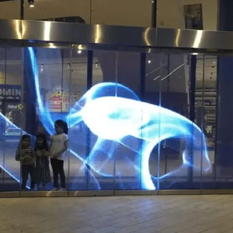 Pantalla LED transparente en el comercio minorista