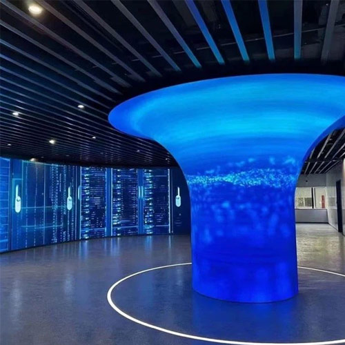 Display LED de chifre de árvore colocado na exposição de casos do museu