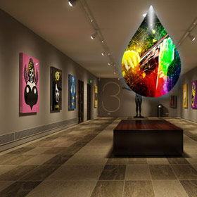 Kegelförmiger LED-Bildschirm im Museum