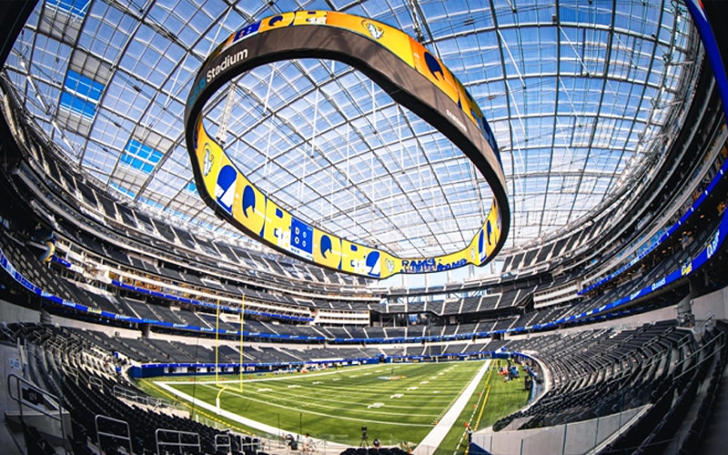 Circular Flexible LED Display Inside A Stadium