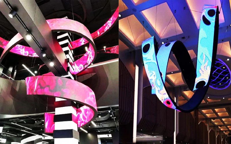Flexible LED Modules Installed As A Ribbon Shaped Screen