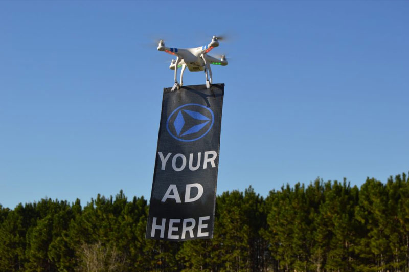 Efeito de exibição de banners de drones
