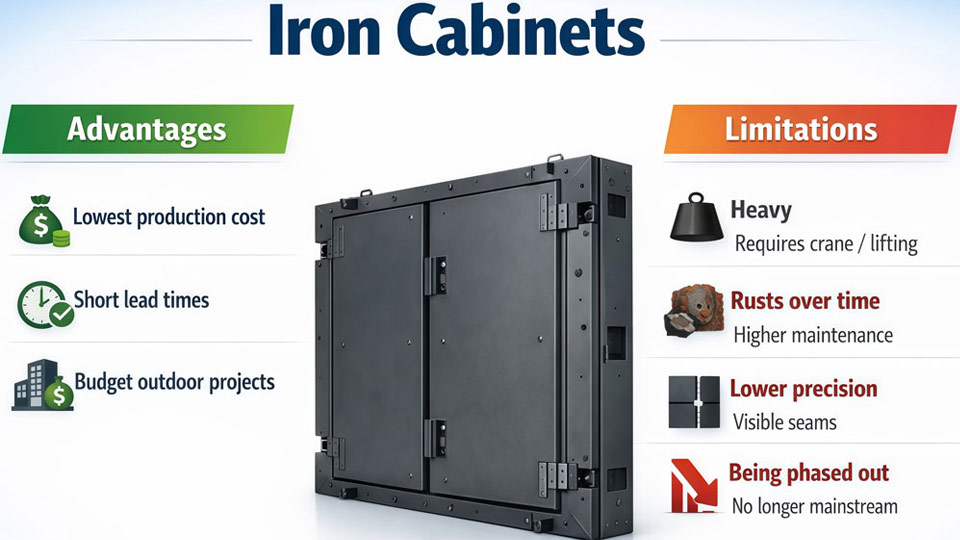 Exterior View Of An Iron LED Cabinet