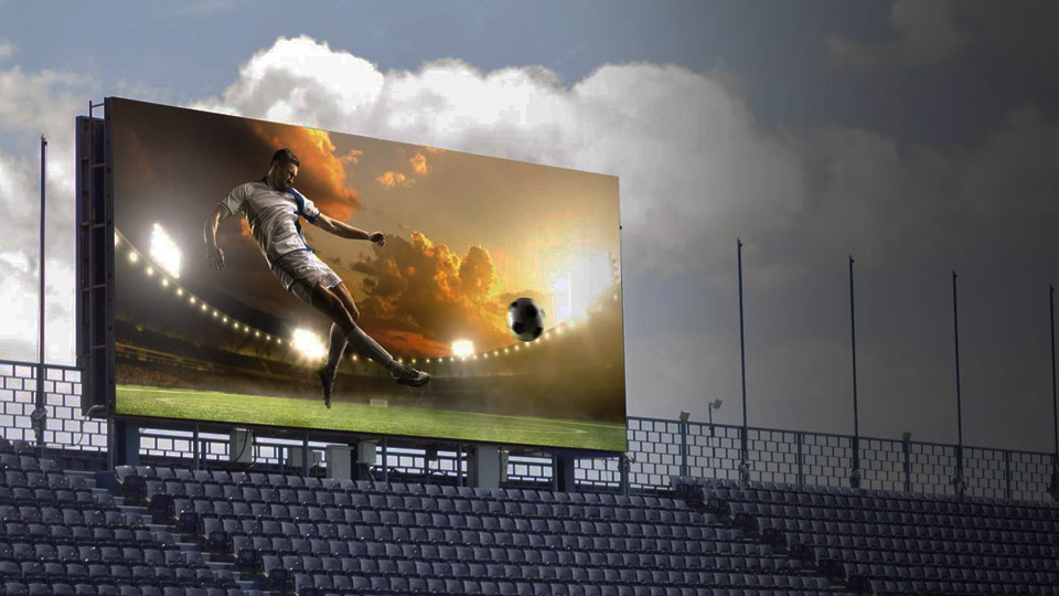 Pantalla LED para deportes al aire libre en funcionamiento