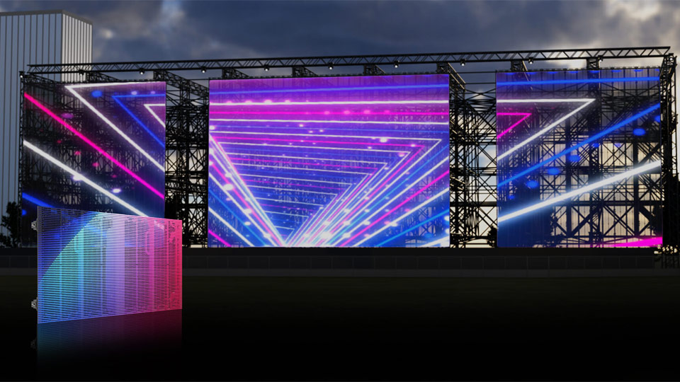 Transparente LED-Anzeige auf der Bühne