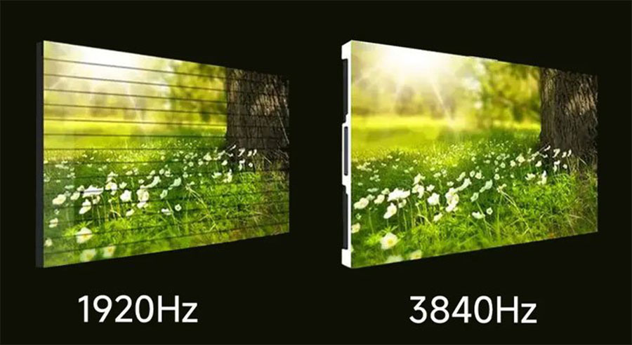 3840Hz LED 스크린과 1920Hz LED 스크린 촬영 결과 비교