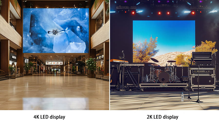 Comparaison des effets des écrans LED 2K et 4K