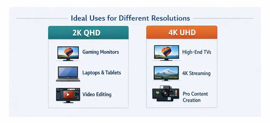 Comparaison des applications 2K et 4K